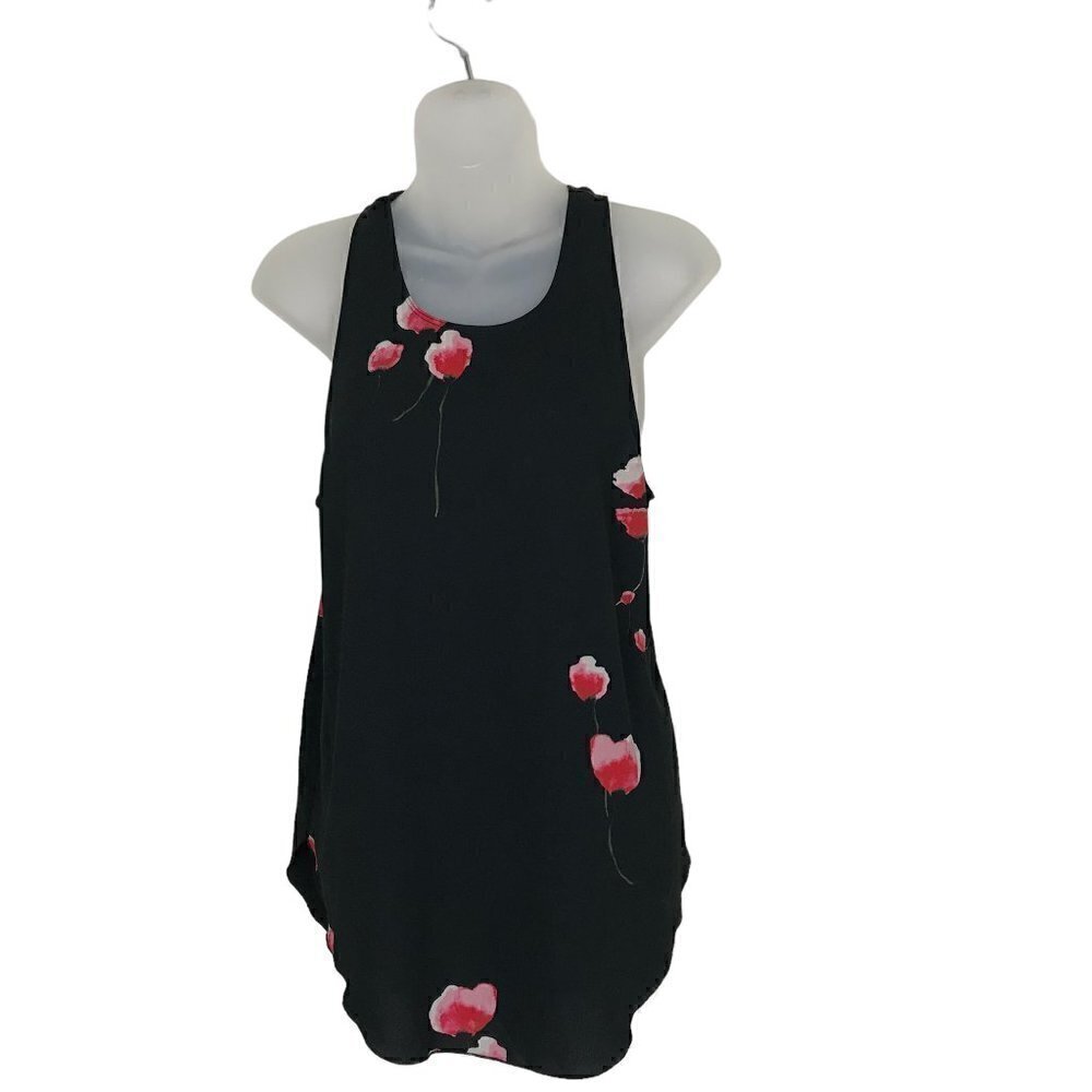 ARITZIA Wilfred Black With Floral Print Extra Long Tank Top Size M
